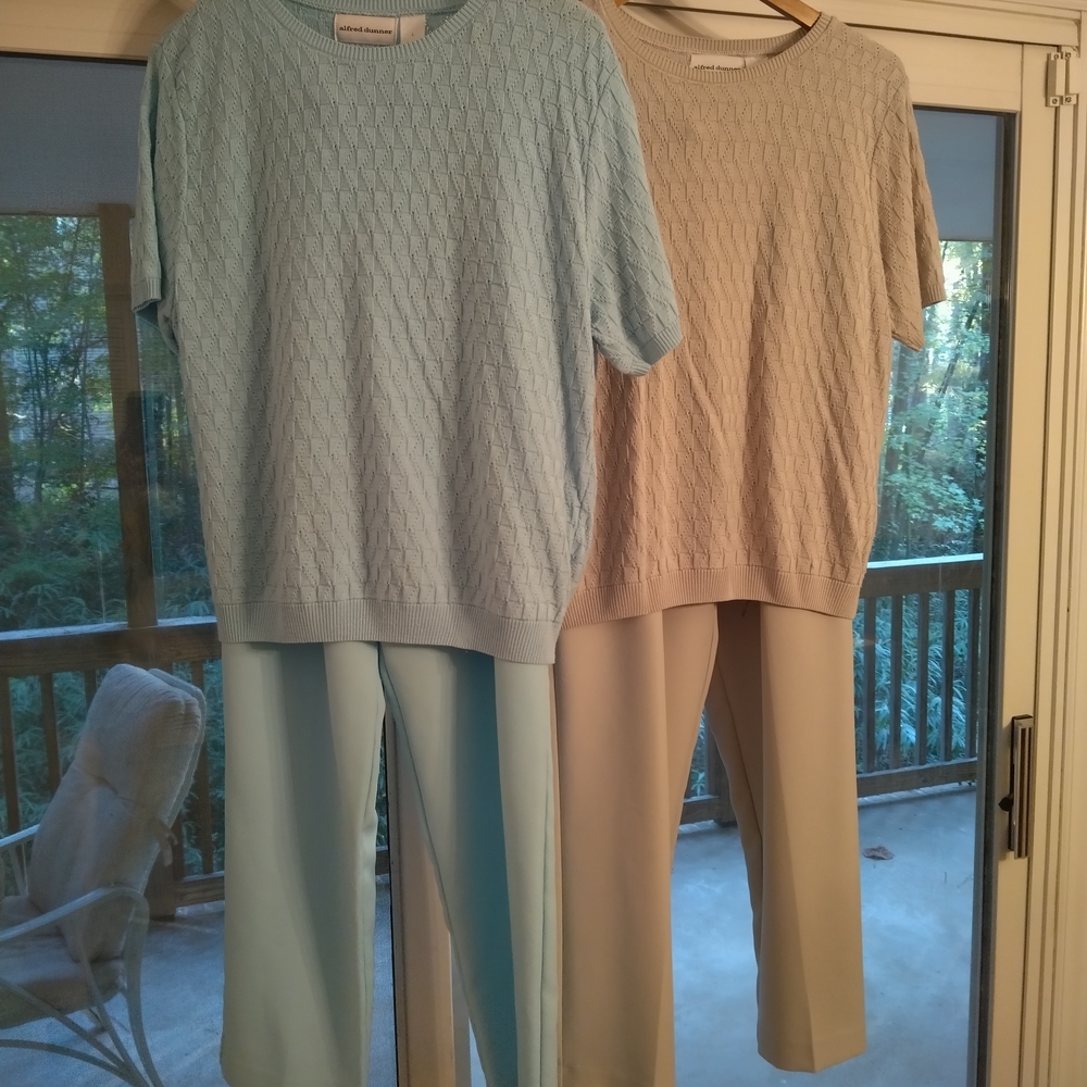 (2) Women's 2 Pc Waffle Knit Sweater & Pant Set By ALFRED DUNNER